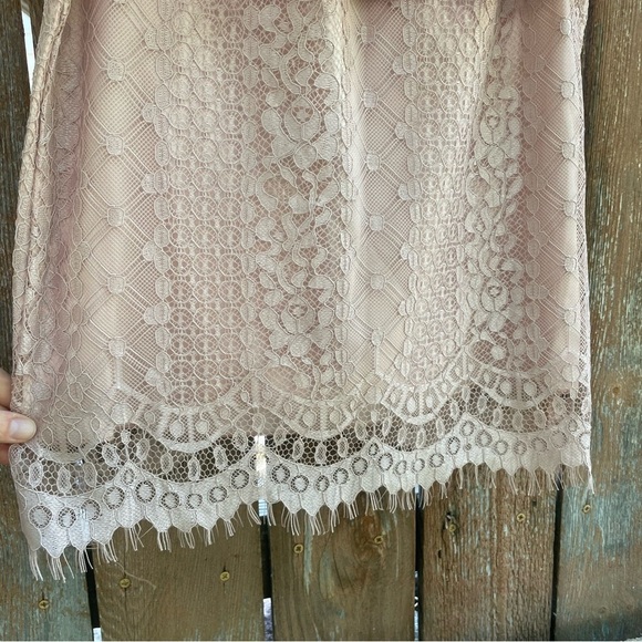 ESLEY Women’s Dusty Pink Lacy High Neck Ruffle Sleeve Size Small - Picture 4 of 7